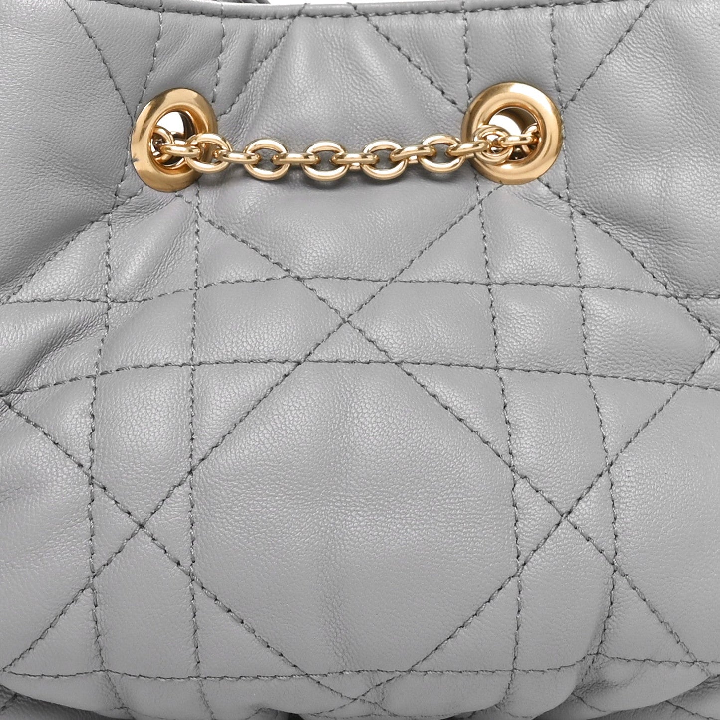 Lambskin Supple Macrocannage Small Ammi Bag Grey
