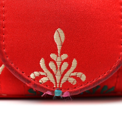 Jacquard Matelasse Floral Medium GG Marmont Shoulder Bag Red