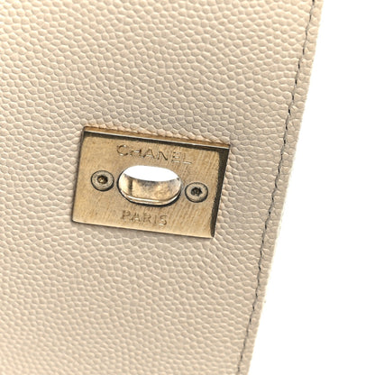 Caviar Lizard Embossed Chevron Quilted Small Coco Handle Flap Beige