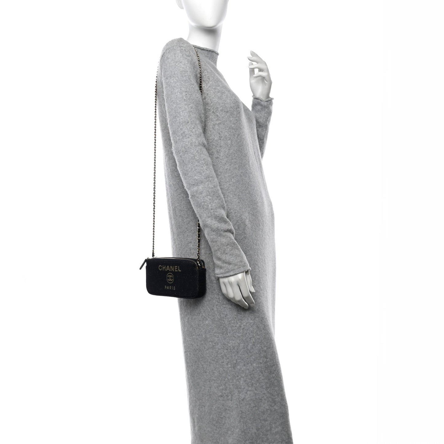 Canvas Small Deauville Clutch With Chain Black