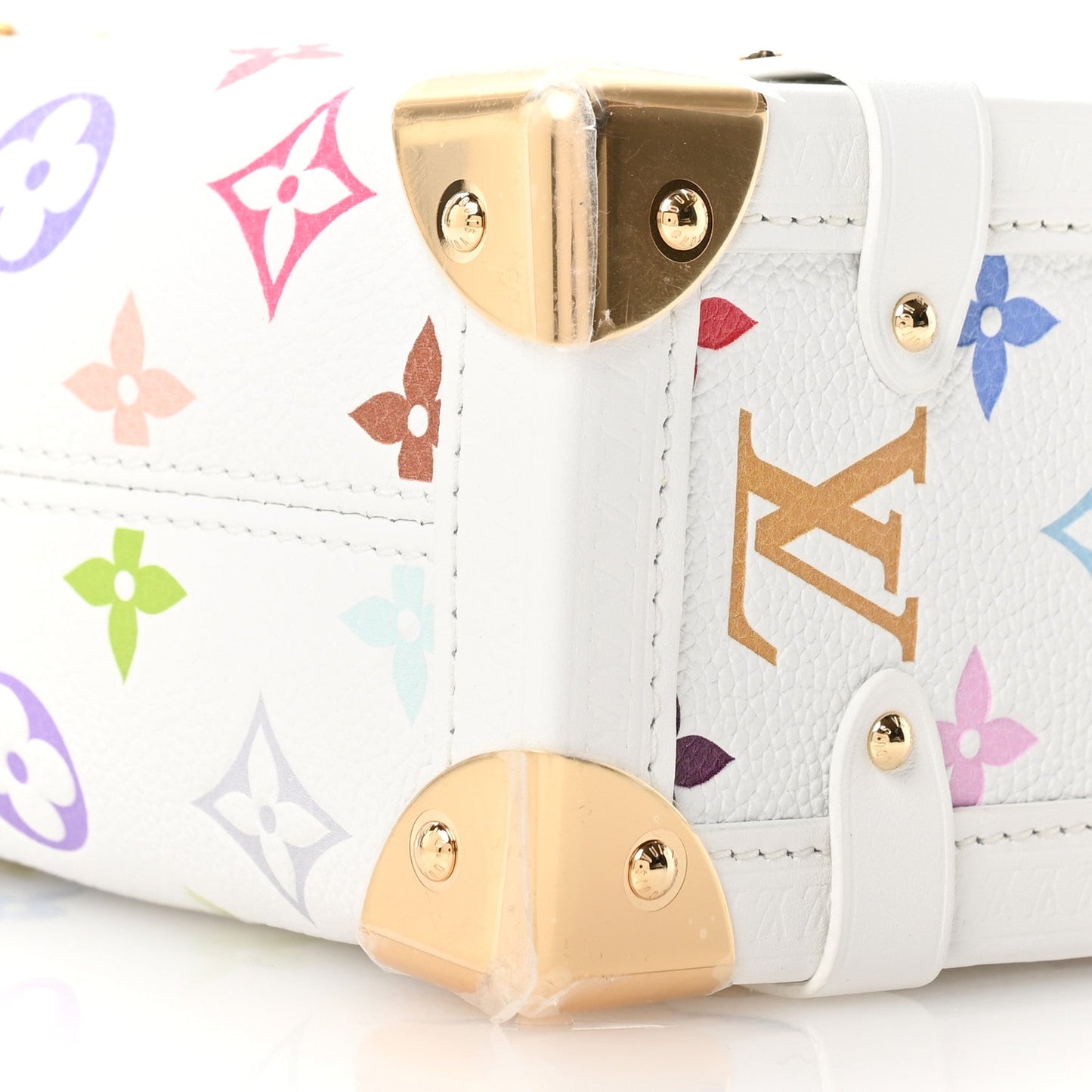 LV x TM Cowhide Monogram Multicolor Side Trunk MM White