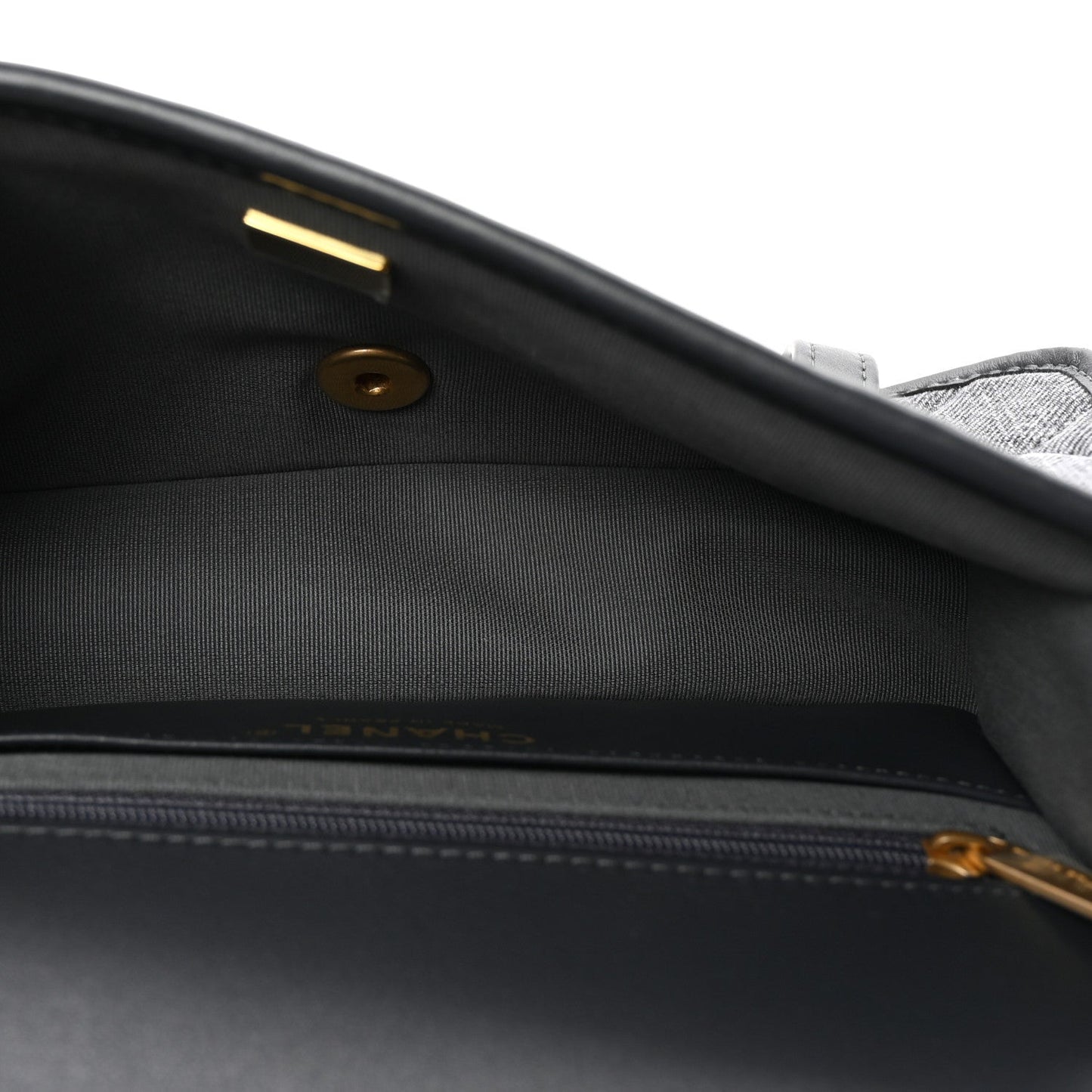 Washed Denim Quilted Messenger Flap Black