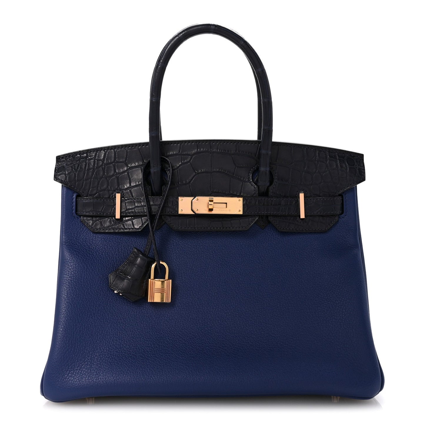 Taurillon Novillo Matte Alligator Birkin Touch 30 Bleu Saphir Bleu Marine