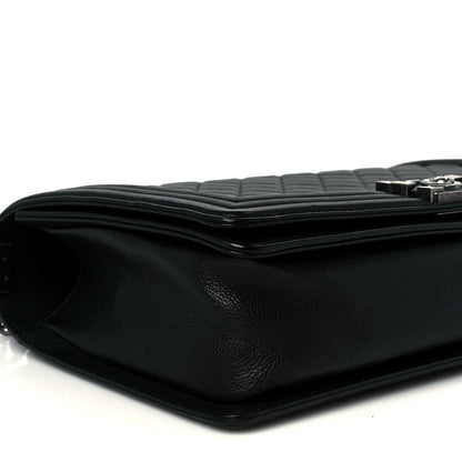 Grained Calfskin Quilted New Medium Boy Flap Black