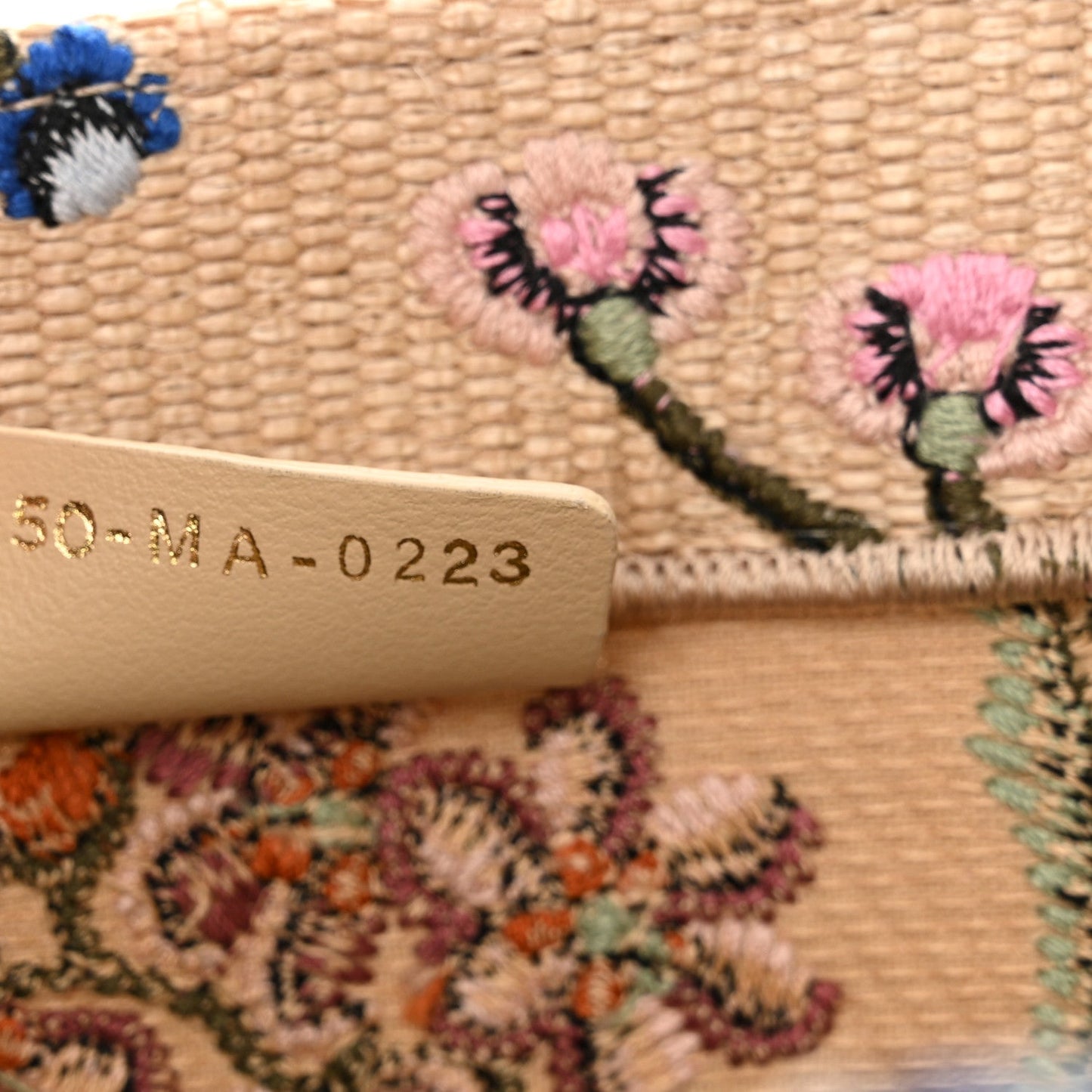 Raffia Embroidered Petites Fleurs Medium Book Tote Natural