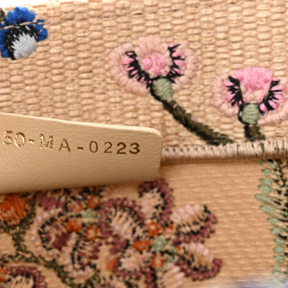 Raffia Embroidered Petites Fleurs Medium Book Tote Natural