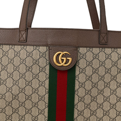 GG Supreme Monogram Web Ophidia Tote Brown