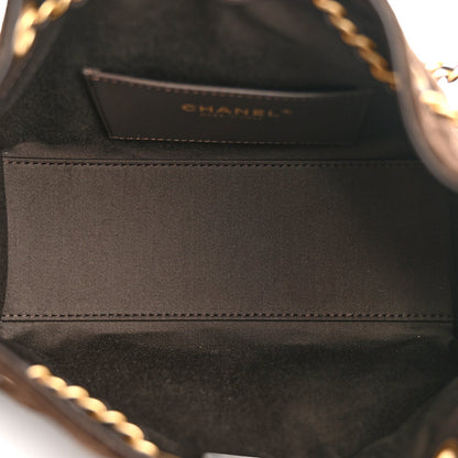 Suede Quilted Mini Chanel 25 Handbag Dark Brown