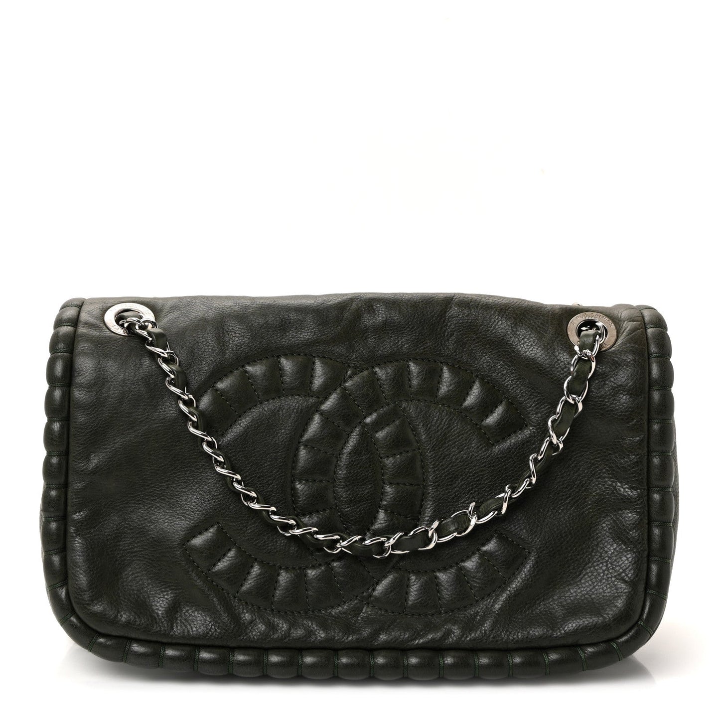 Calfskin Medium On the Bund Flap Dark Khaki