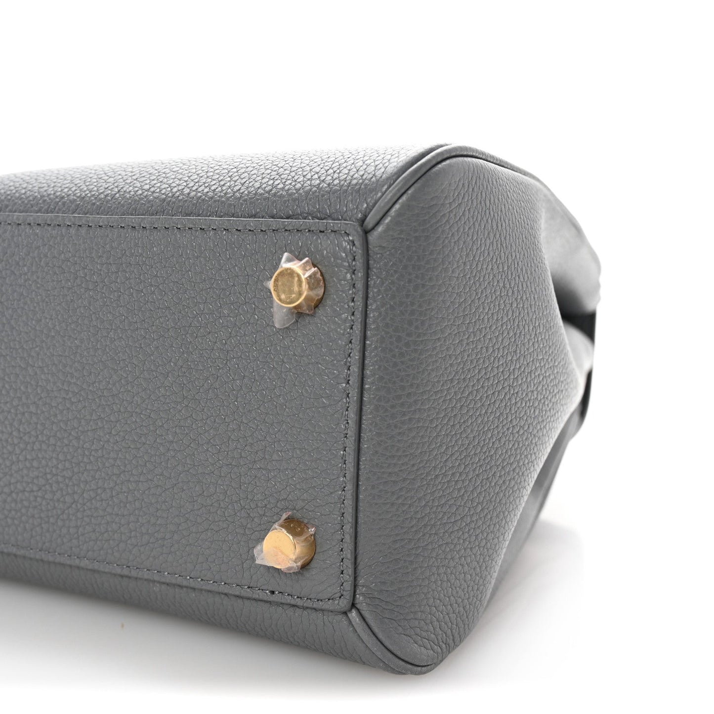 Grained Calfskin Medium 16 Top Handle Bag Grey