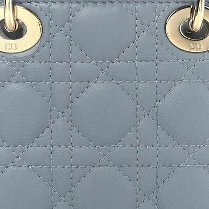 Lambskin Cannage Micro Lady Dior Cloud Gray