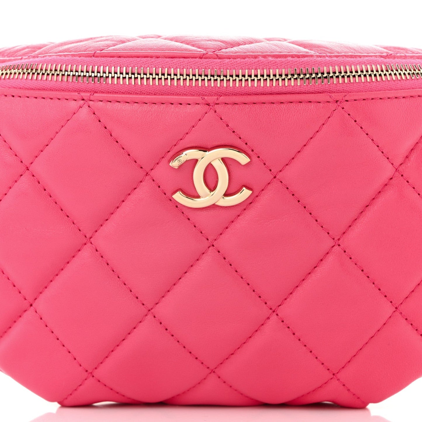 Lambskin Quilted Waist Bag Fanny Pack Pink