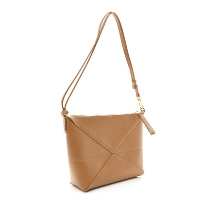 Shiny Calfskin Puzzle Fold Pouch Warm Desert