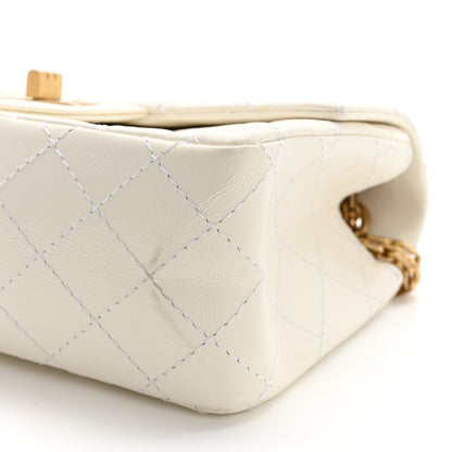 Aged Calfskin Quilted 2.55 Reissue Mini Flap White