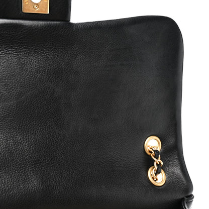 Calfskin Quilted Rock The Corner Flap Black