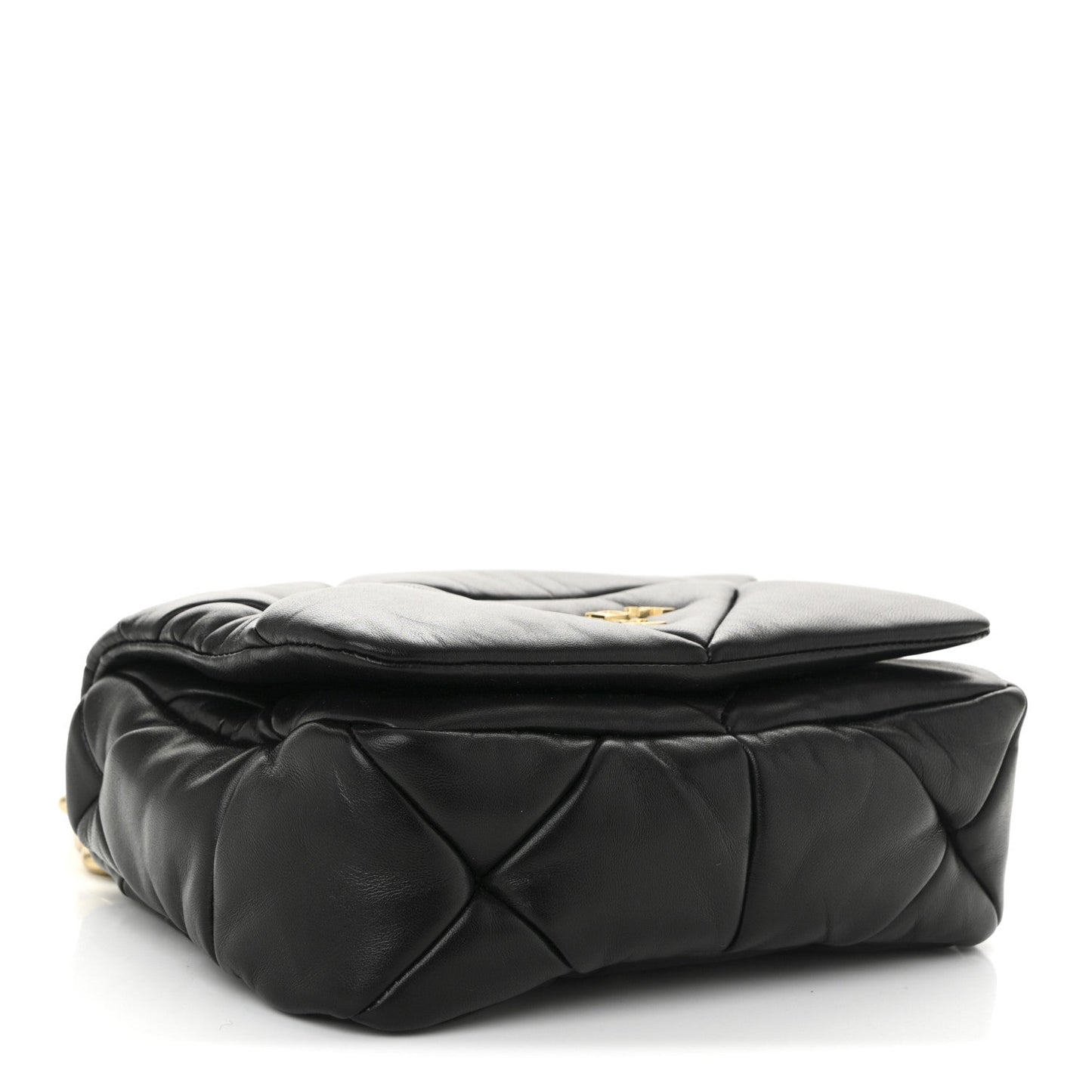 Nappa Metal Quilted Small Patchwork System Flap Bag Black