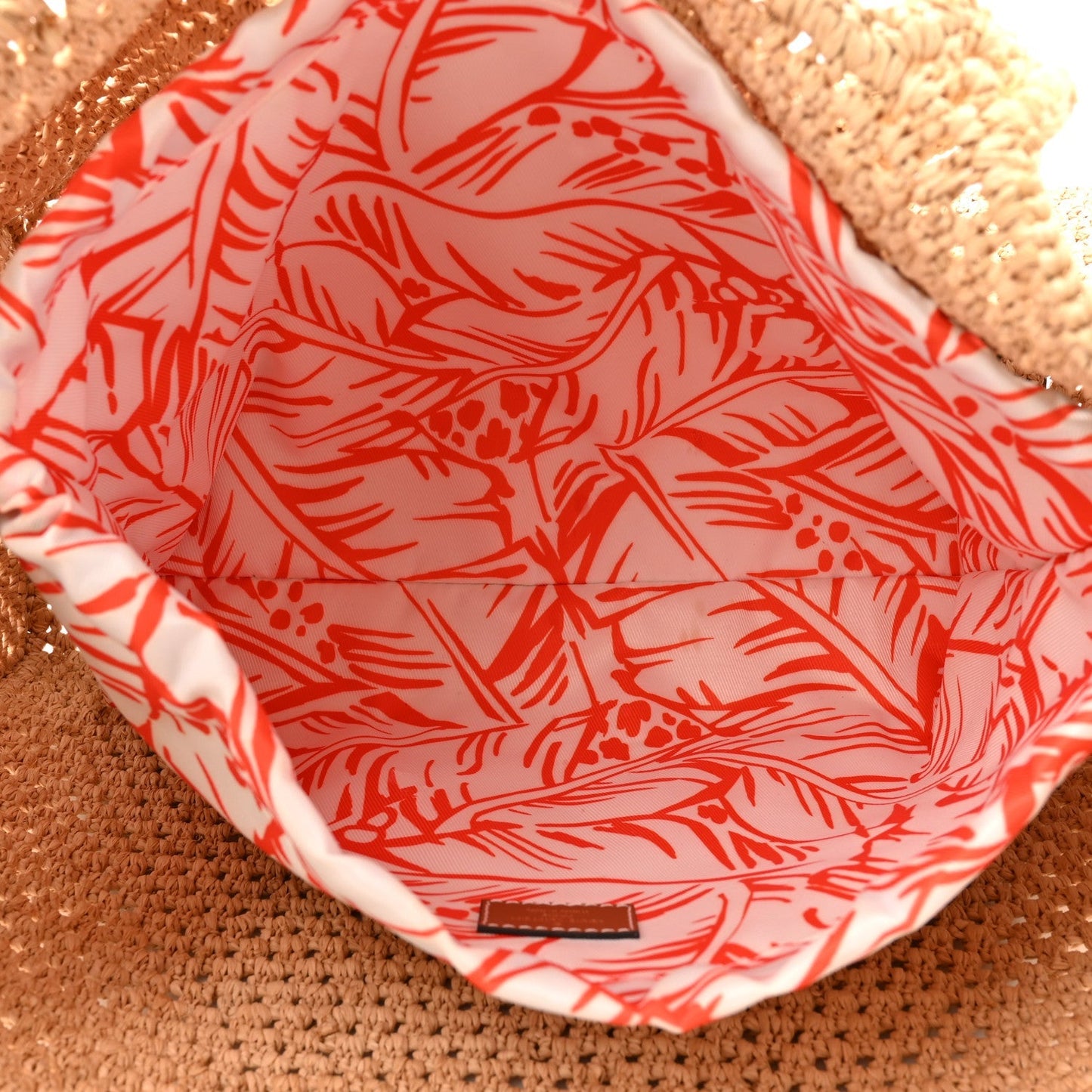 Raffia Calfskin Saint Tropez OnTheGo MM Natural Orange