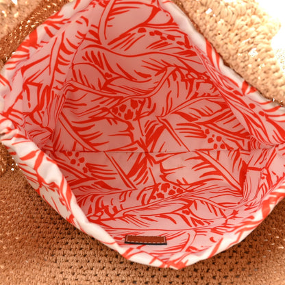 Raffia Calfskin Saint Tropez OnTheGo MM Natural Orange