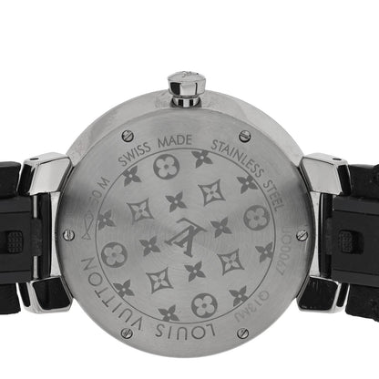 Stainless Steel Epi Diamond 33mm Tambour Slim Quartz Watch Black