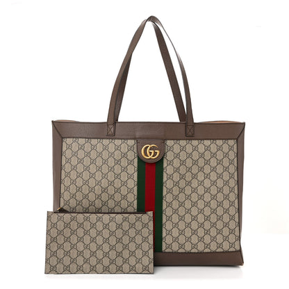 GG Supreme Monogram Web Ophidia Tote Brown