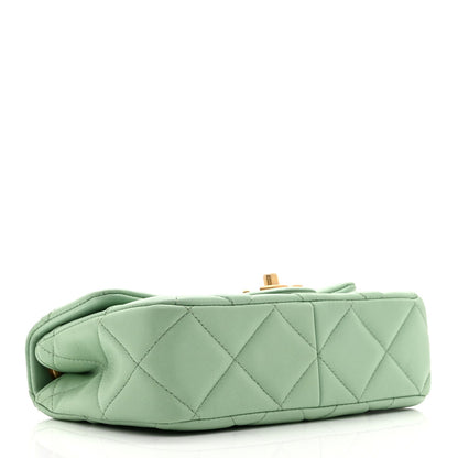 Lambskin Quilted Pearl Small Flap Light Green