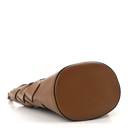 Vitello Intreccio Tress Bucket Bag Cognac Black