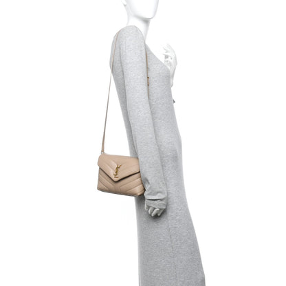 Calfskin Y Quilted Monogram Toy Loulou Crossbody Bag Dark Beige