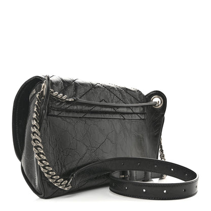 Crinkled Calfskin Matelasse Monogram Niki Body Bag Black