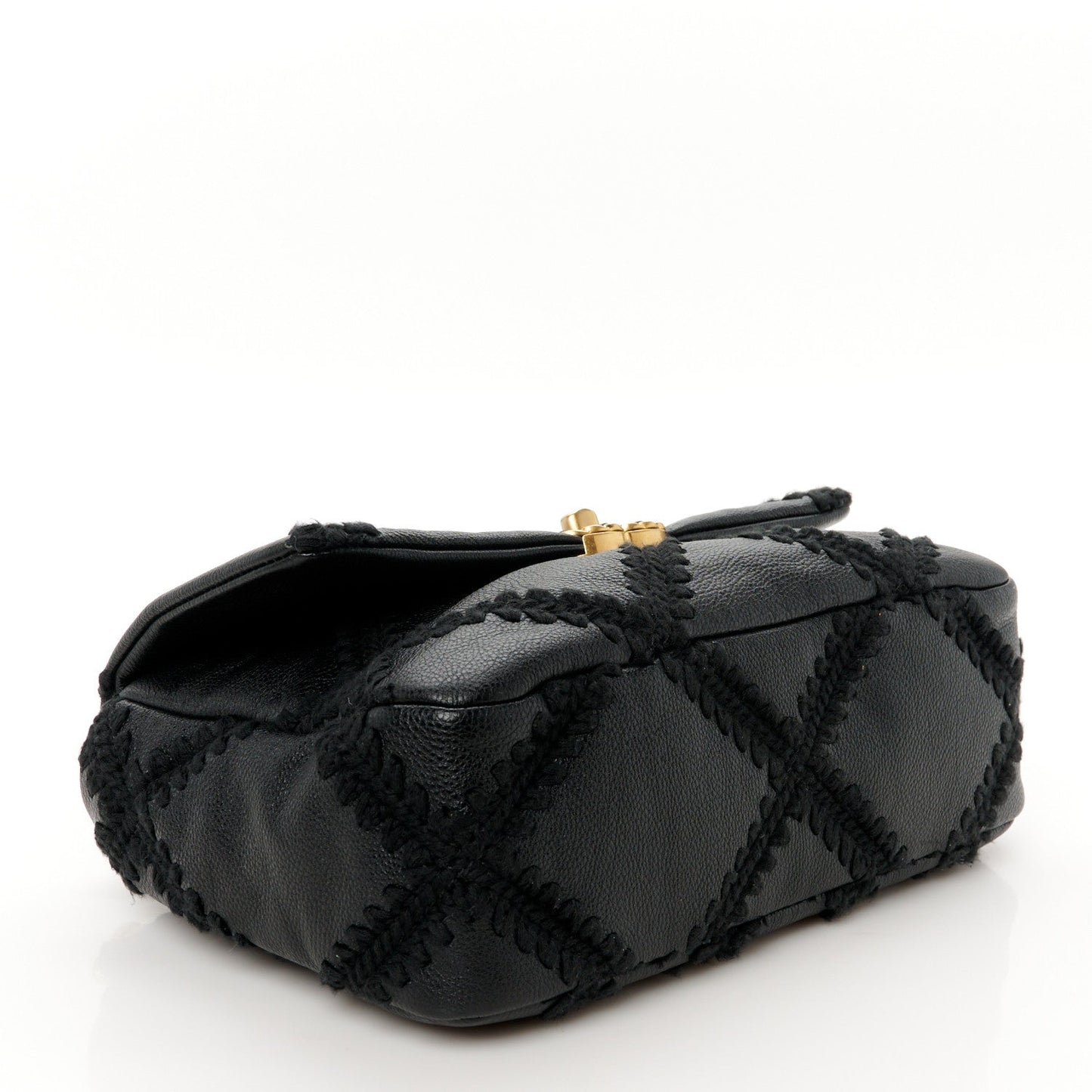 Calfskin Crochet Medium Chanel 19 Flap Black