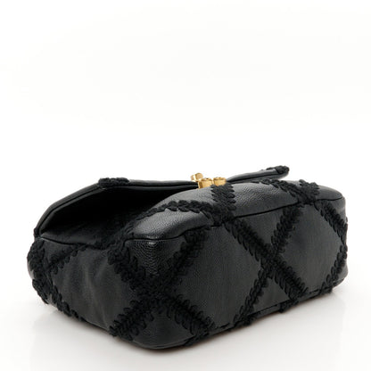 Calfskin Crochet Medium Chanel 19 Flap Black