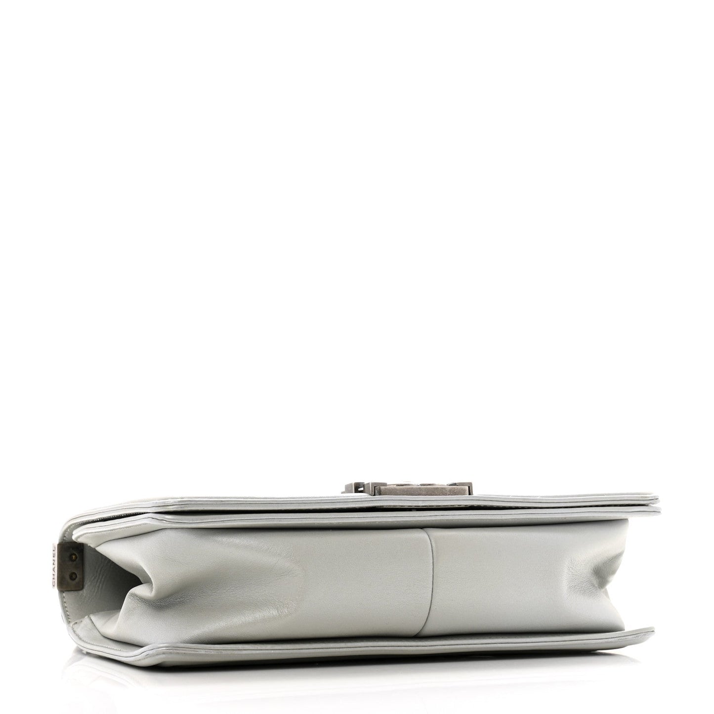 Metallic Lambskin Quilted Medium Boy Flap Silver