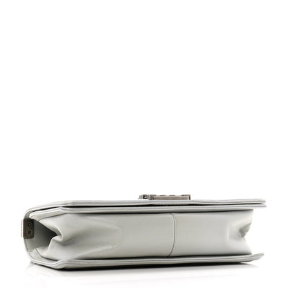 Metallic Lambskin Quilted Medium Boy Flap Silver