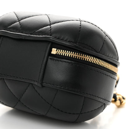 Lambskin Quilted CC Bubble Vanity Case With Chain Black