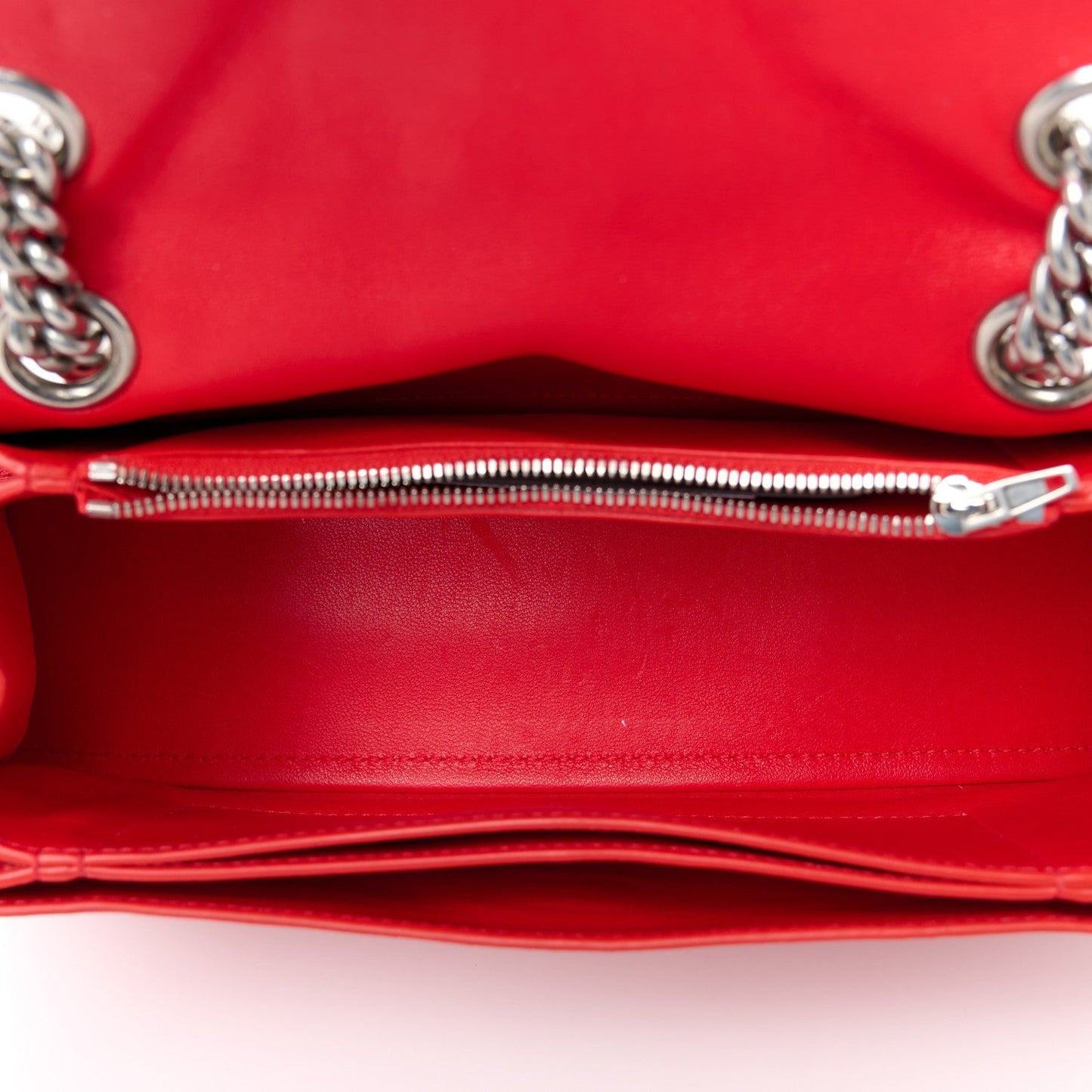 Arena Calfskin Small Crush Chain Bag Tomato Red