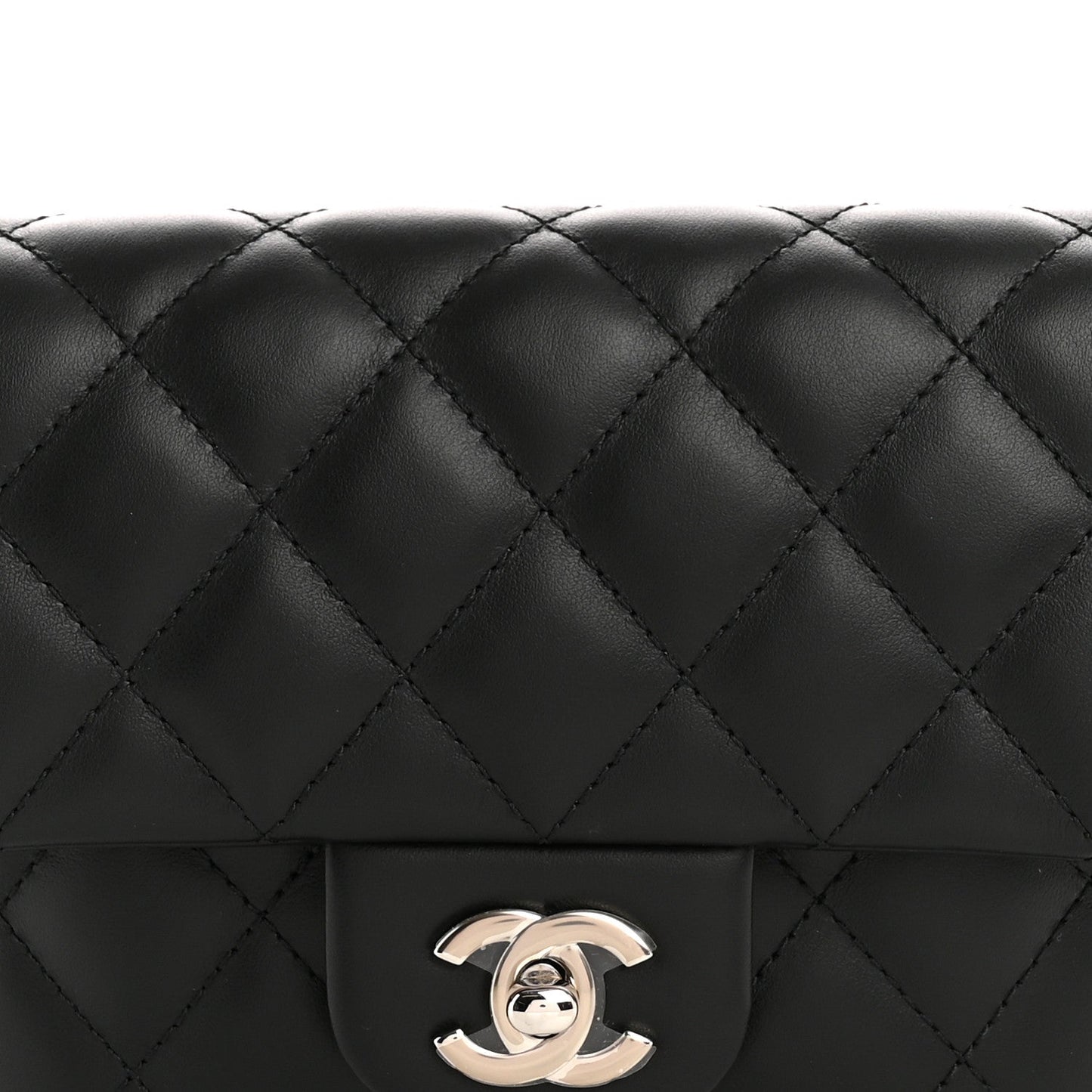 Calfskin Quilted CC Uniform Flap Belt Bag Black