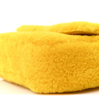 Fluffy Shearling Triomphe Claude Chain Shoulder Bag Yellow