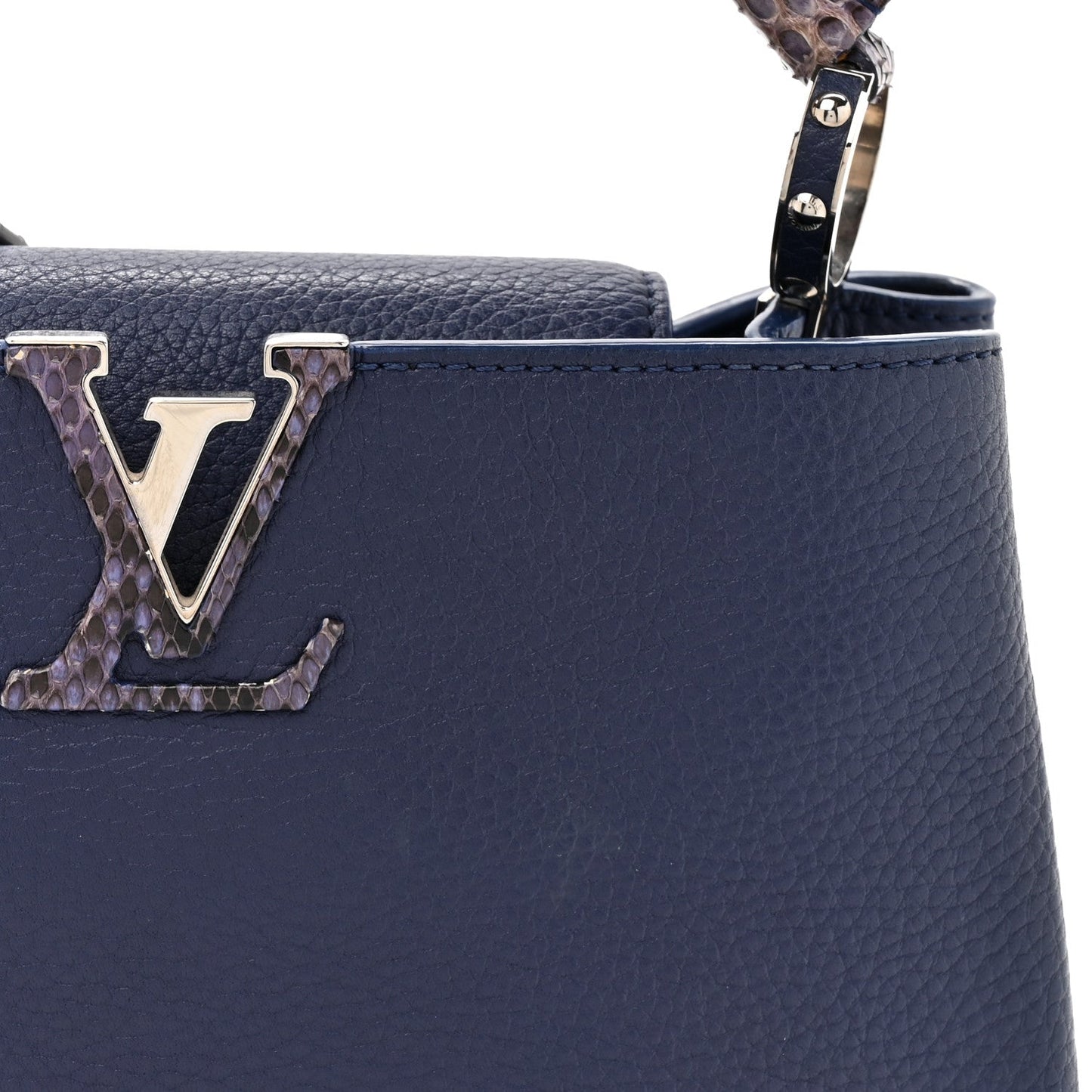 Taurillon Snakeskin Capucines BB Dark Blue