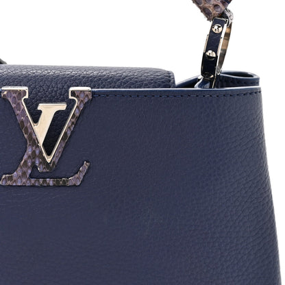 Taurillon Snakeskin Capucines BB Dark Blue