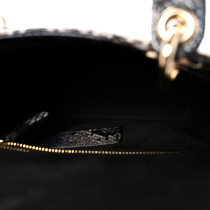 Snakeskin Mini Lady Dior Bleu Multicolor