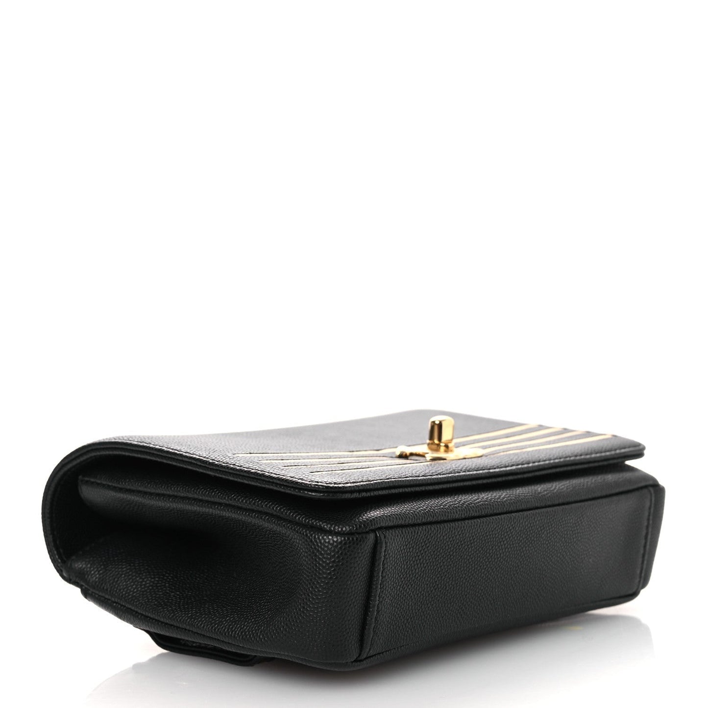 Grained Calfskin Embroidered Captain Gold Belt Bag Black