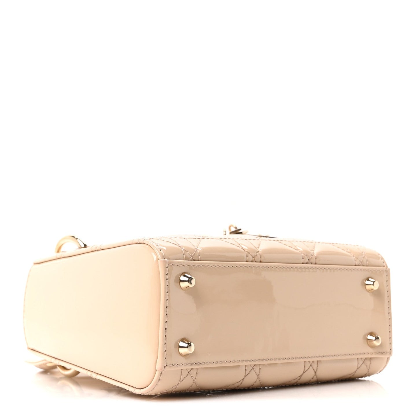 Patent Cannage Mini Lady Dior Beige