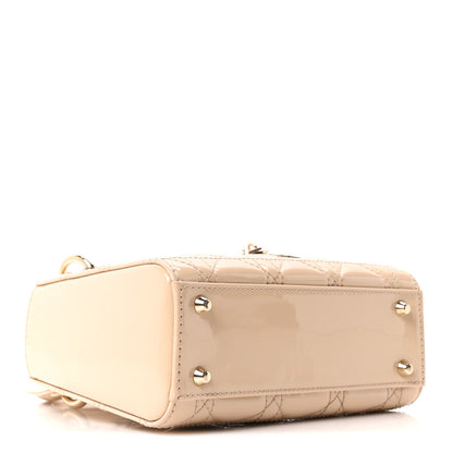 Patent Cannage Mini Lady Dior Beige