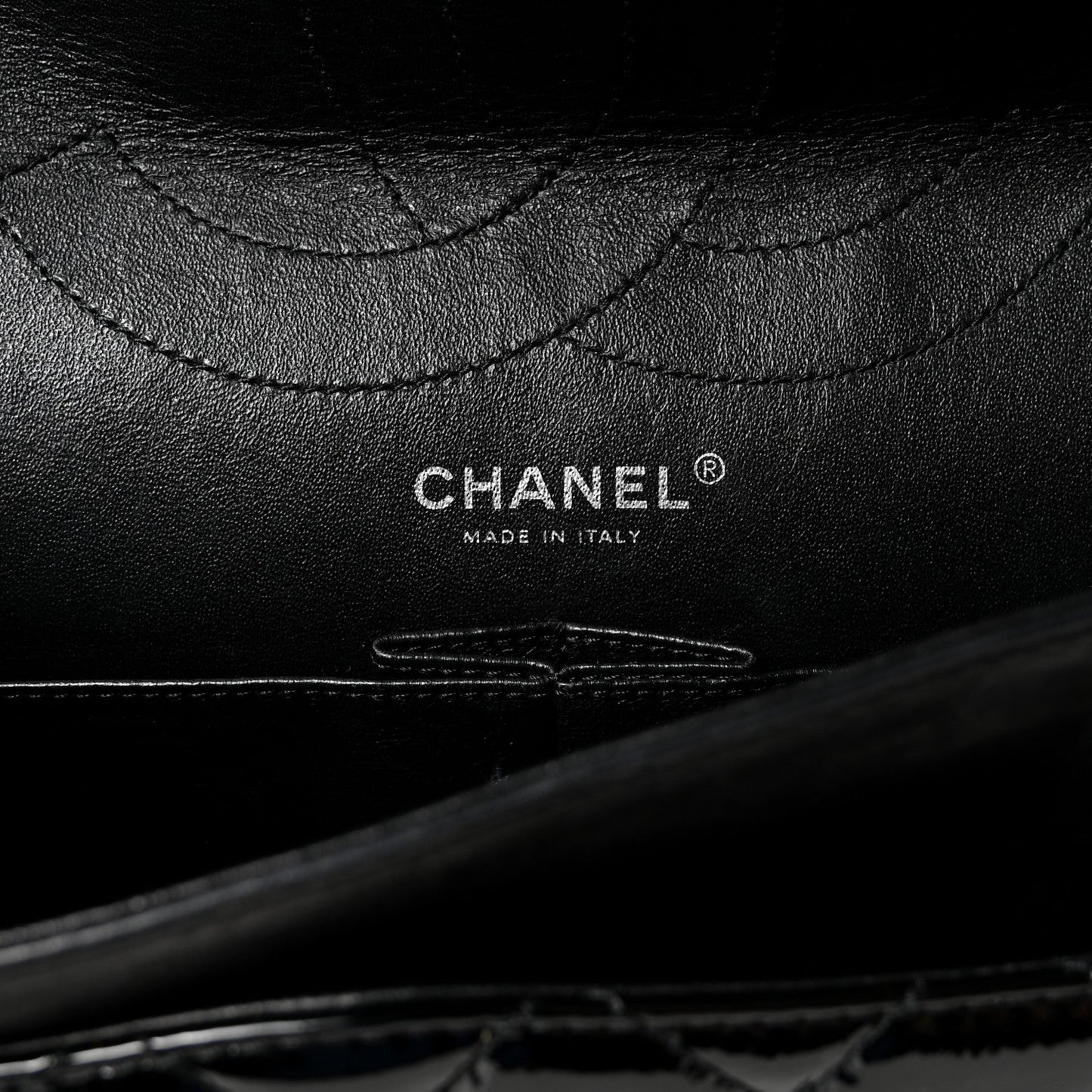 Distressed Patent Quilted 2.55 Reissue 227 Flap Black