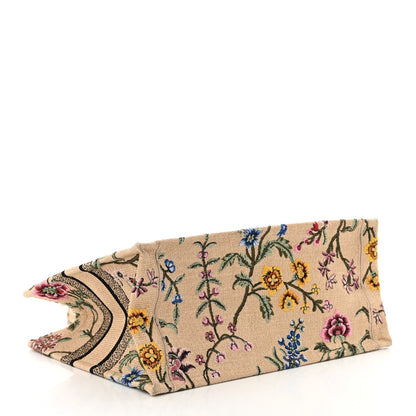 Raffia Embroidered Petites Fleurs Medium Book Tote Natural