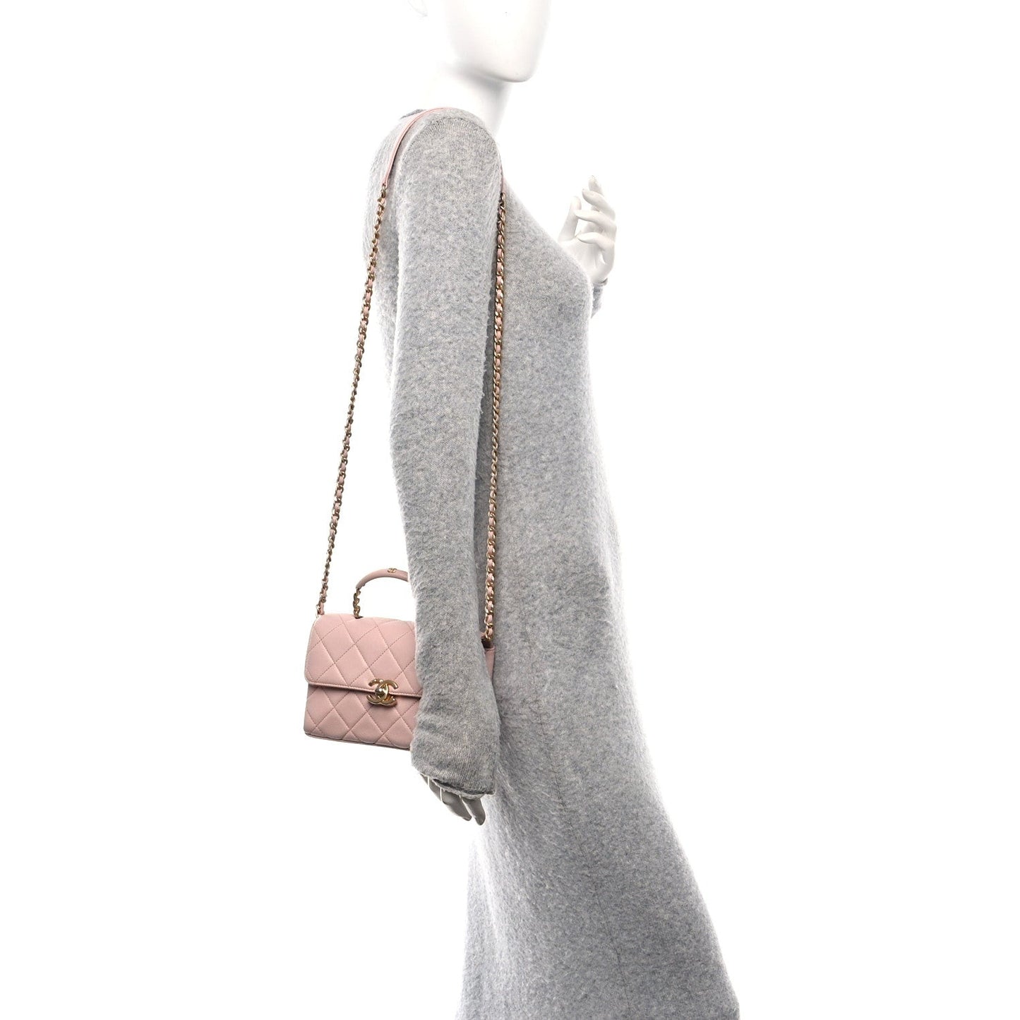 Caviar Quilted Small Carry Me Top Handle Flap Pink