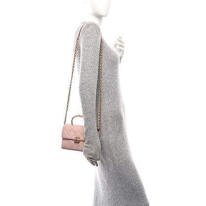 Caviar Quilted Small Carry Me Top Handle Flap Pink