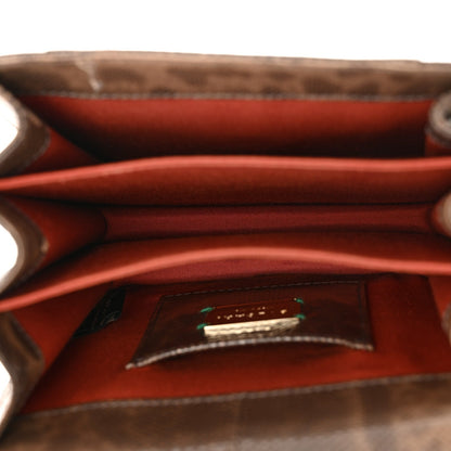 Shiny Karung Serpenti Forever Top Handle Brown