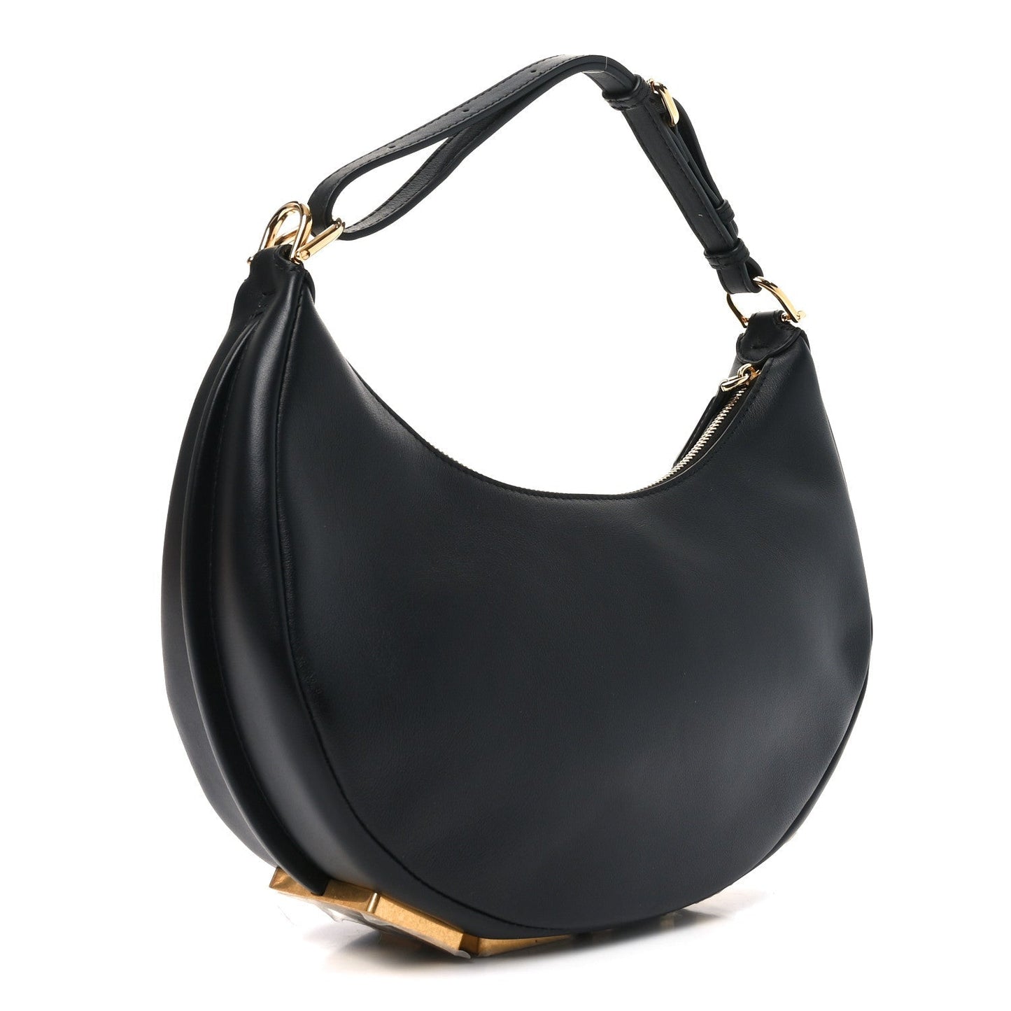 Vitello Grace Matte Small Fendigraphy Hobo Bag Black