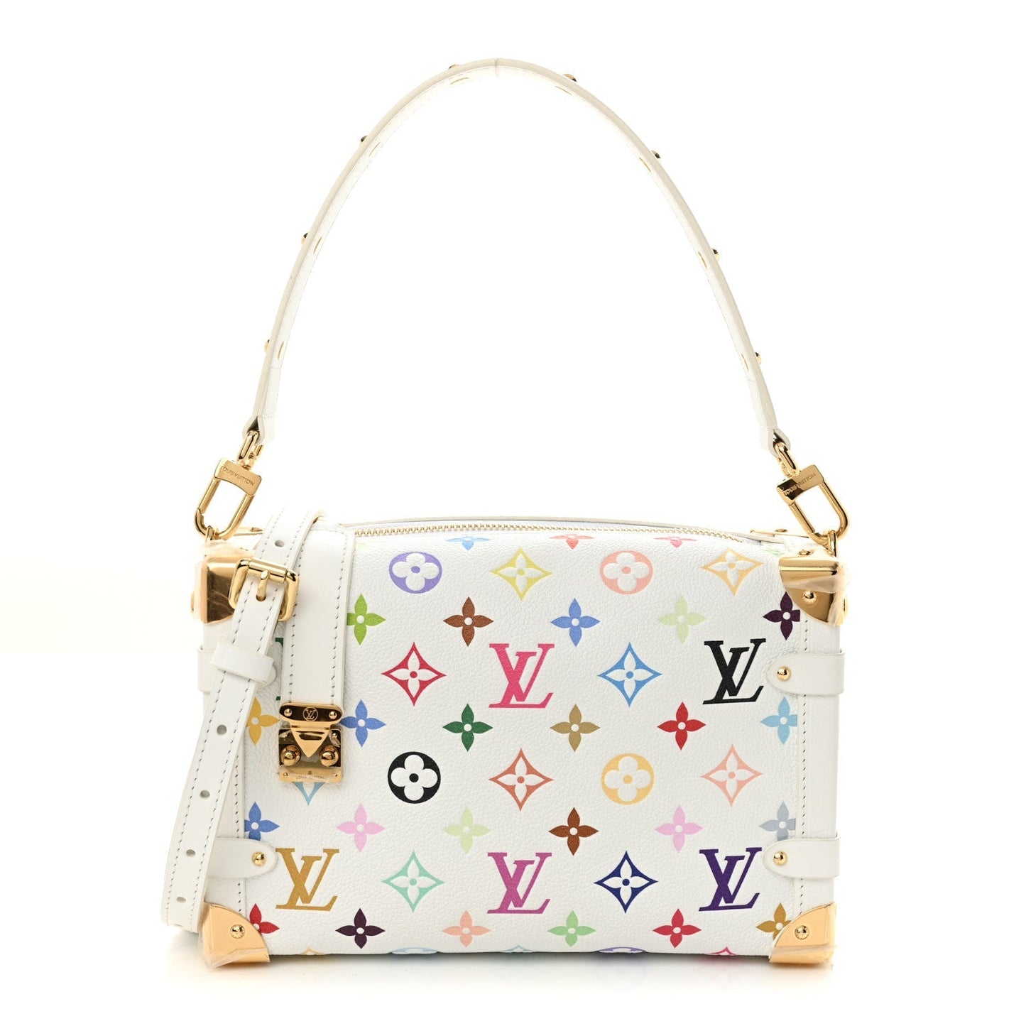 LV x TM Cowhide Monogram Multicolor Side Trunk MM White