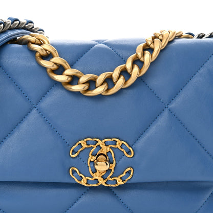 Lambskin Quilted Medium Chanel 19 Flap Blue
